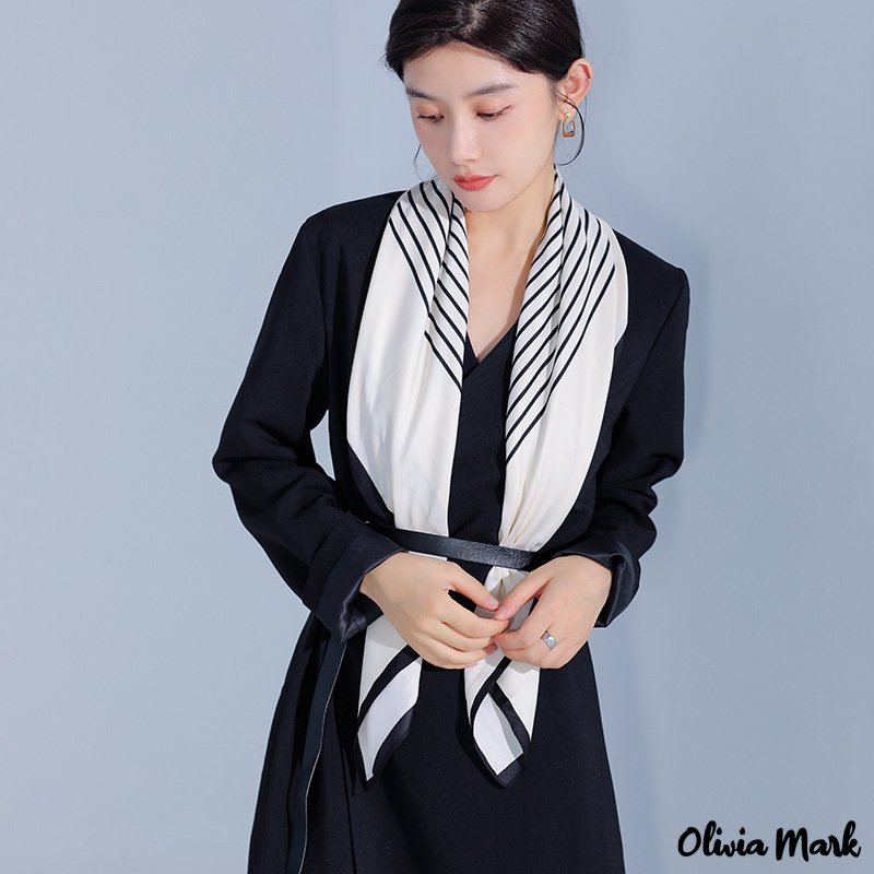 Black Striped Square Silk Scarf